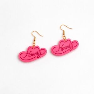 NEW | Pink “Howdy” Cowgirl Hat Dangle Earrings